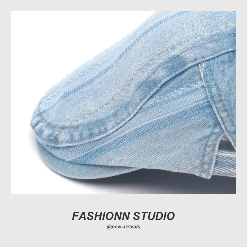 Vintage Washed Denim Beret Men Women Street Style — feature 2