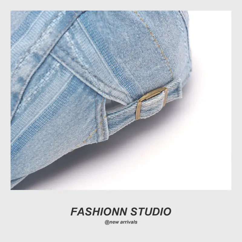 Vintage Washed Denim Beret Men Women Street Style — feature 3
