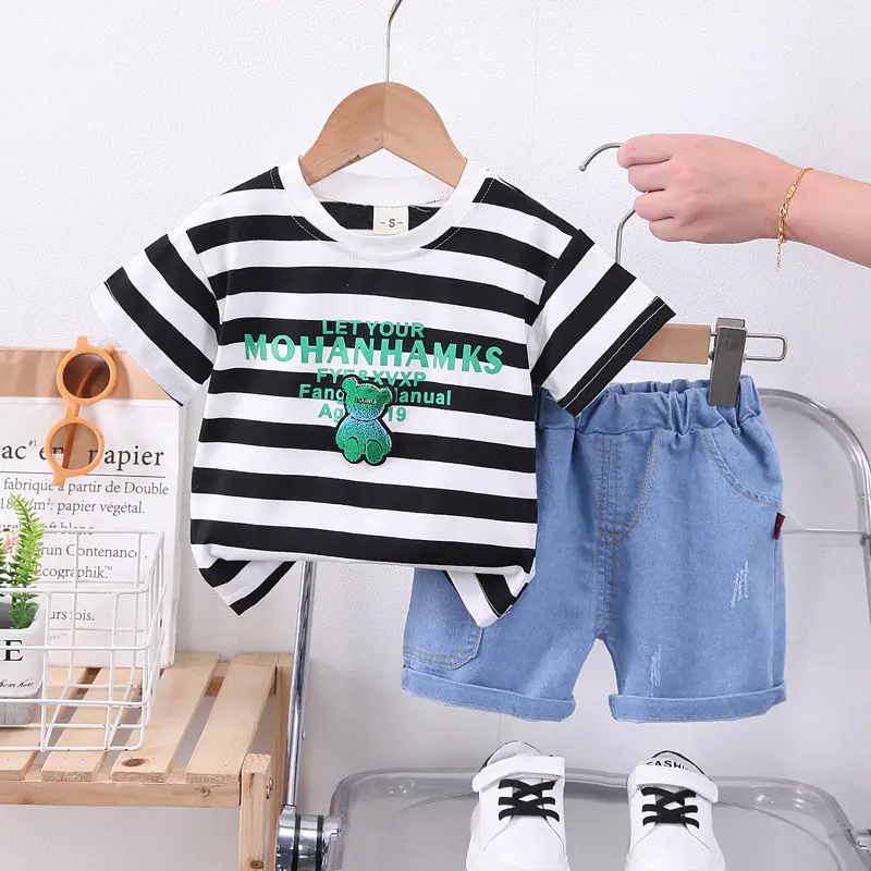 Boys Striped T-Shirt Shorts Set 2024 Summer - Image 5