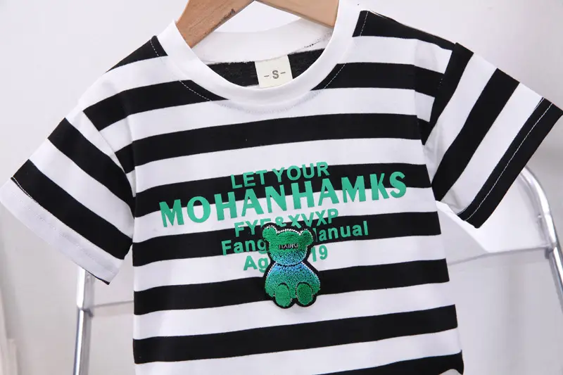 Boys Striped T-Shirt Shorts Set 2024 Summer — feature 13
