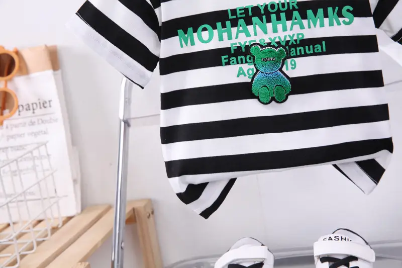 Boys Striped T-Shirt Shorts Set 2024 Summer — feature 14