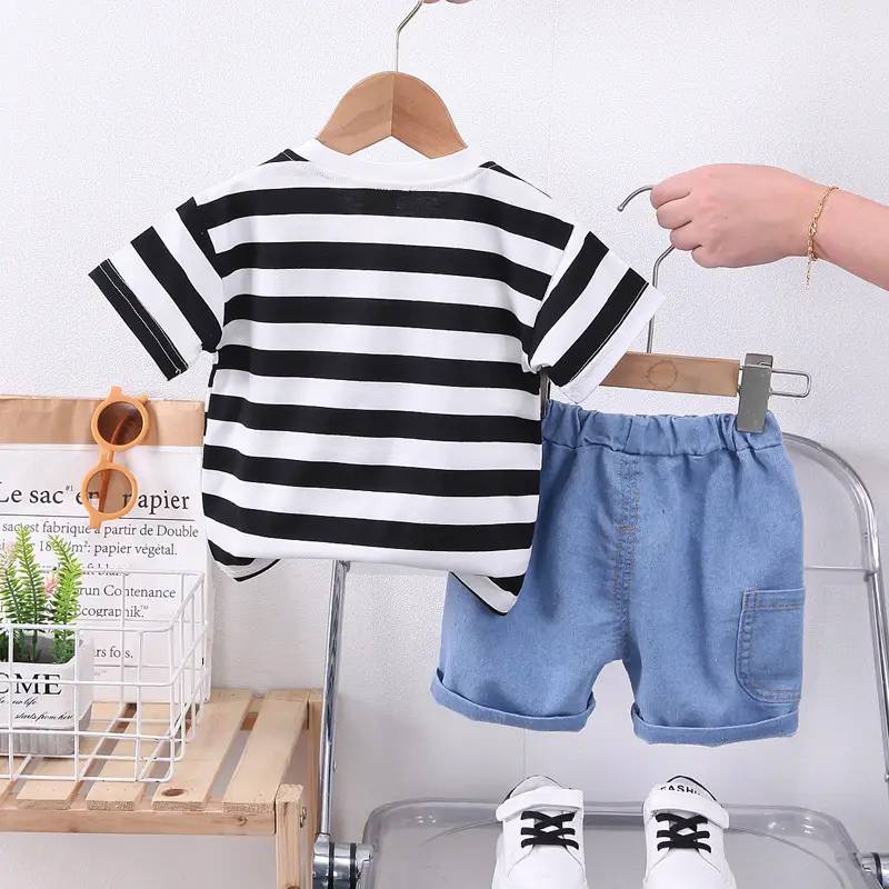Boys Striped T-Shirt Shorts Set 2024 Summer — feature 4