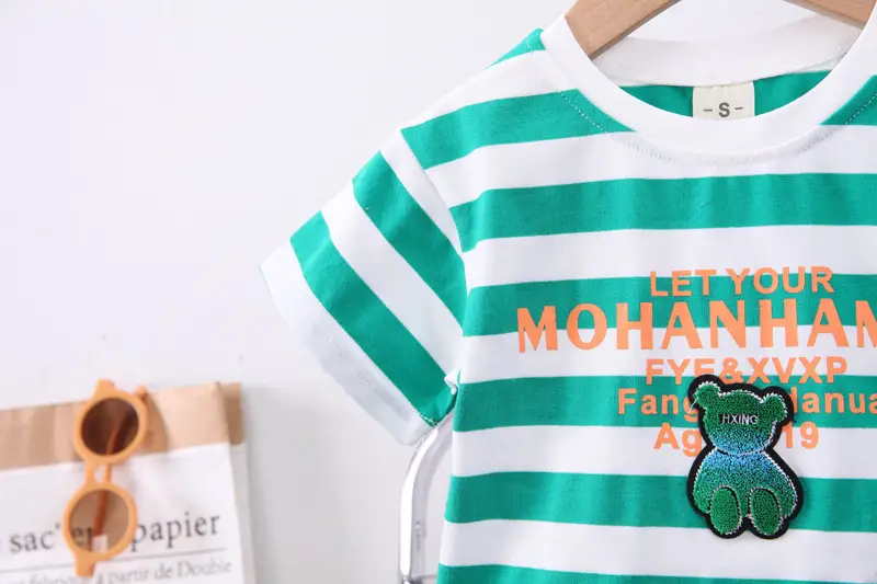 Boys Striped T-Shirt Shorts Set 2024 Summer — feature 7