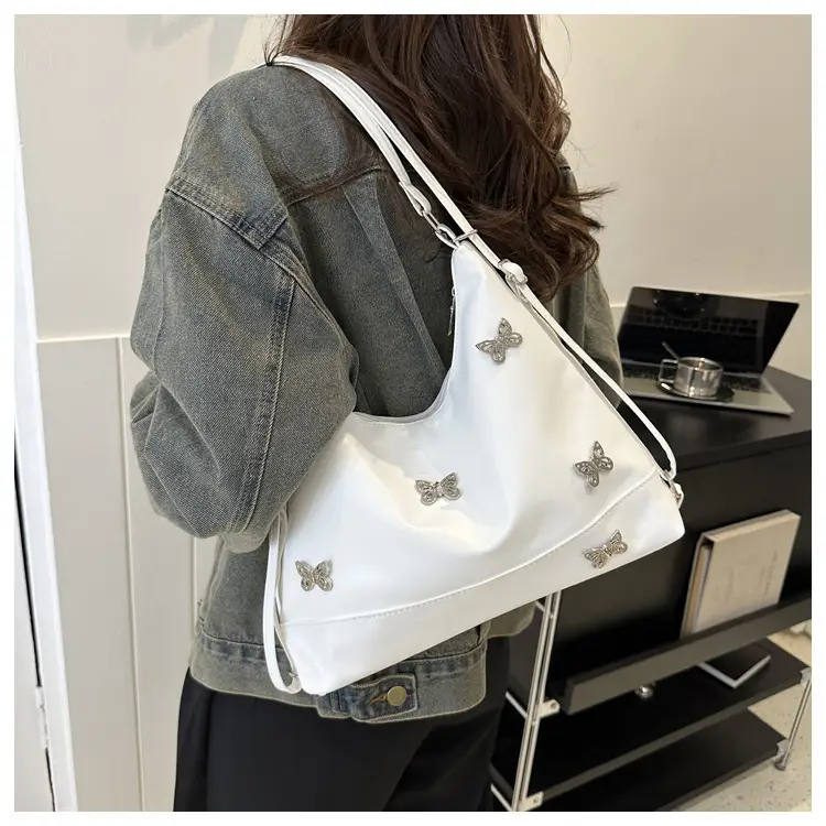 Women's Large Capacity Shoulder Bags Black Silver Brown — feature 18
