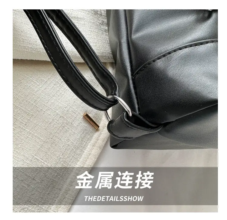 Women's Large Capacity Shoulder Bags Black Silver Brown — feature 5