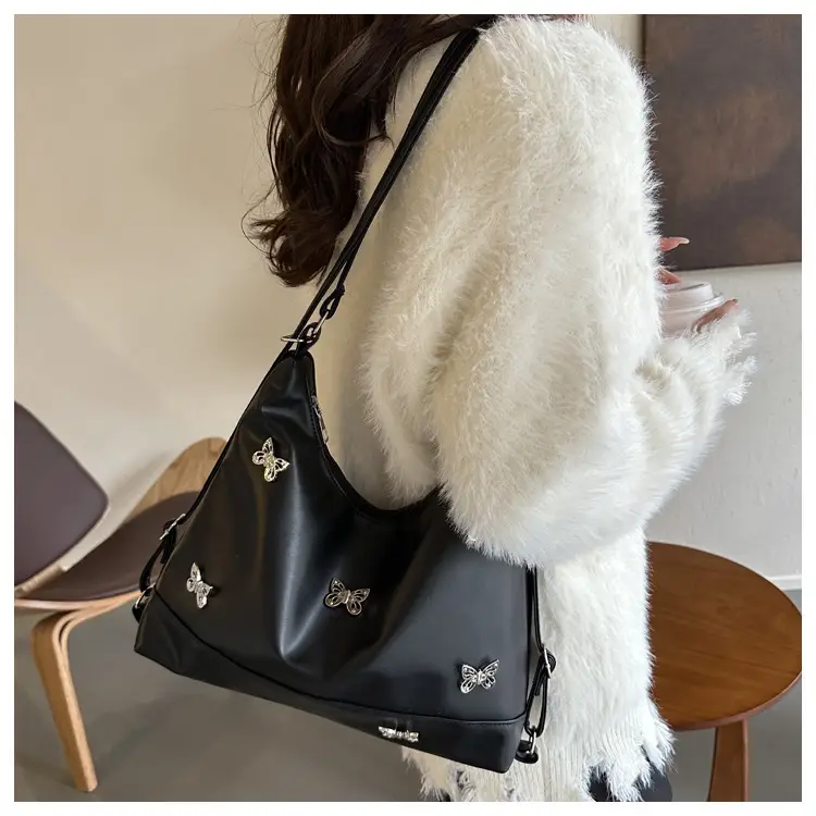 Women's Large Capacity Shoulder Bags Black Silver Brown — feature 8