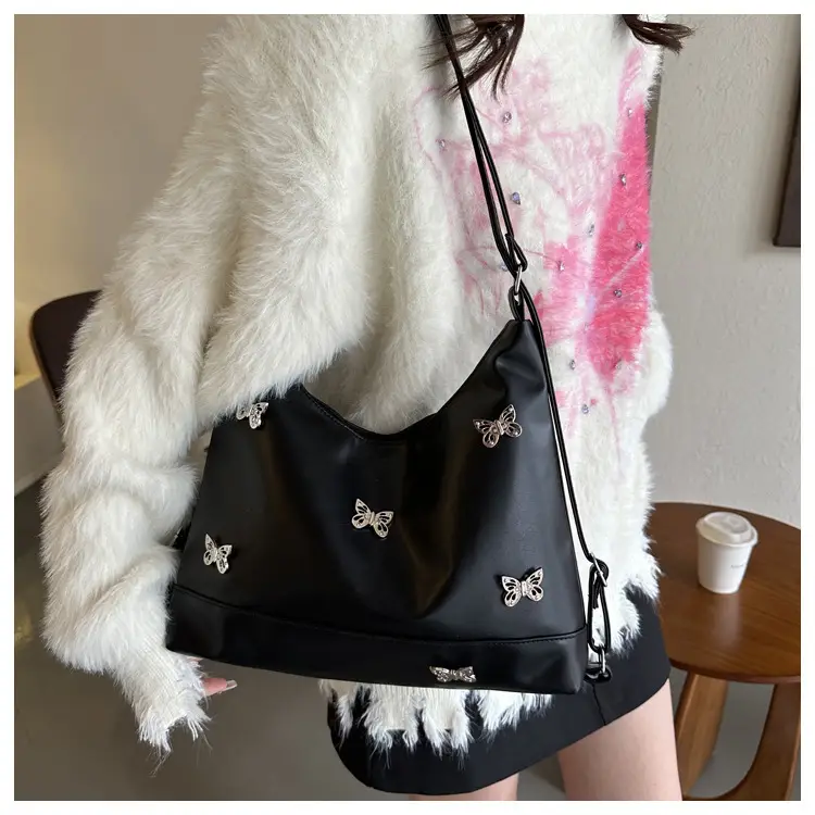 Women's Large Capacity Shoulder Bags Black Silver Brown — feature 9