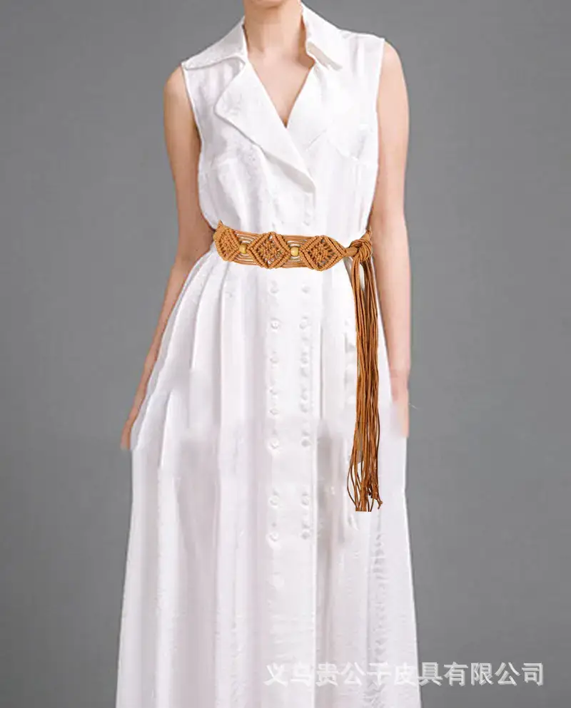 Vintage Woven Tassel Belt for Women's Dress — feature 2