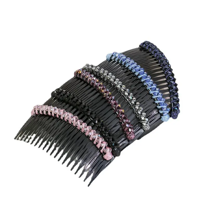 Feihan Hair Comb with Pink Rhinestones for Women - Image 17