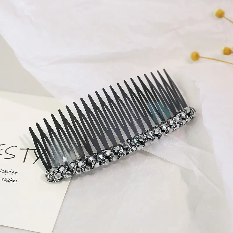 Feihan Hair Comb with Pink Rhinestones for Women - Image 10