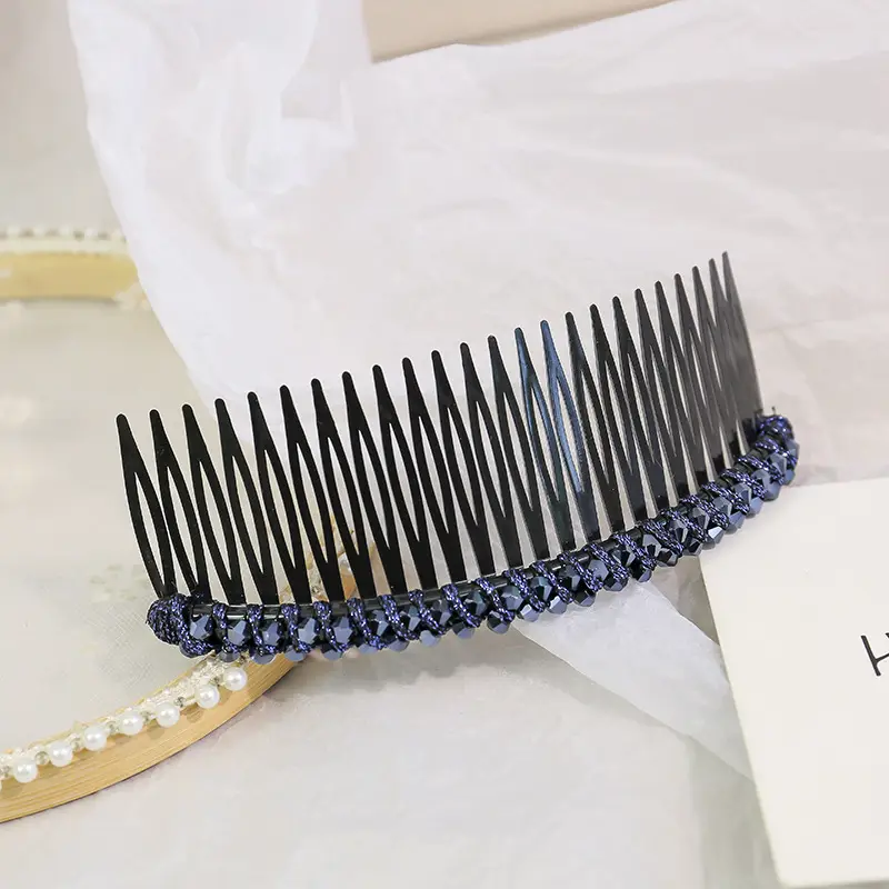 Feihan Hair Comb with Pink Rhinestones for Women - Image 6
