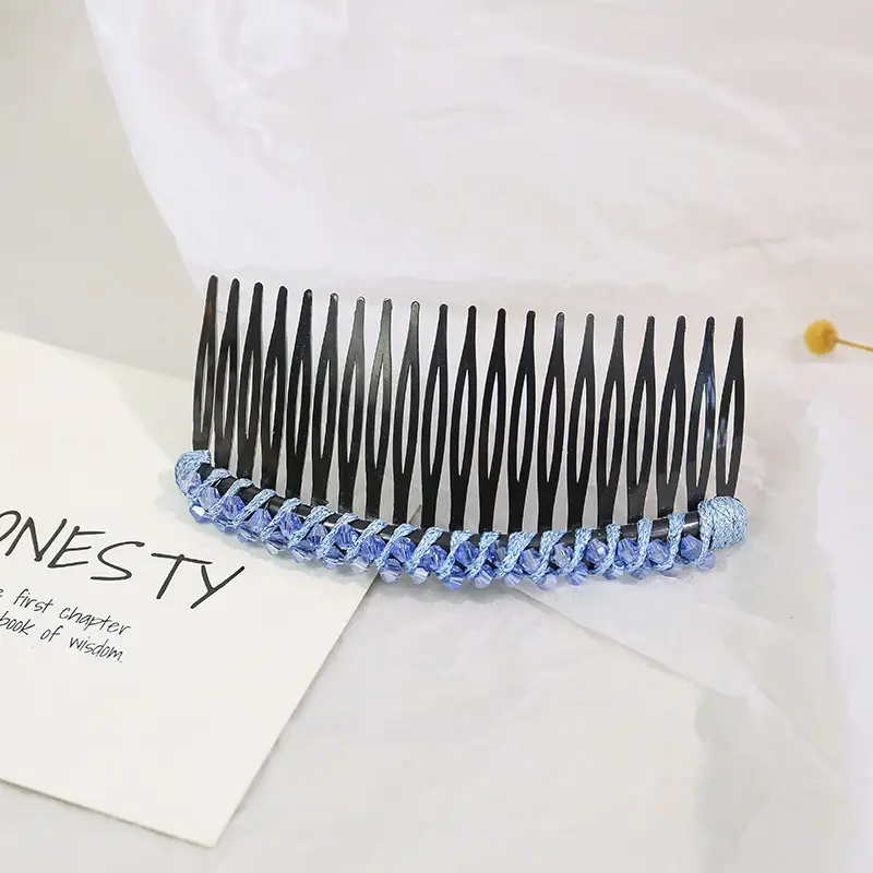 Feihan Hair Comb with Pink Rhinestones for Women - Image 9