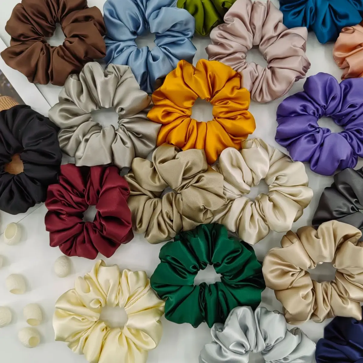 Multi-Pleated Silk Hair Ties 6cm Large Unfilled - Image 24