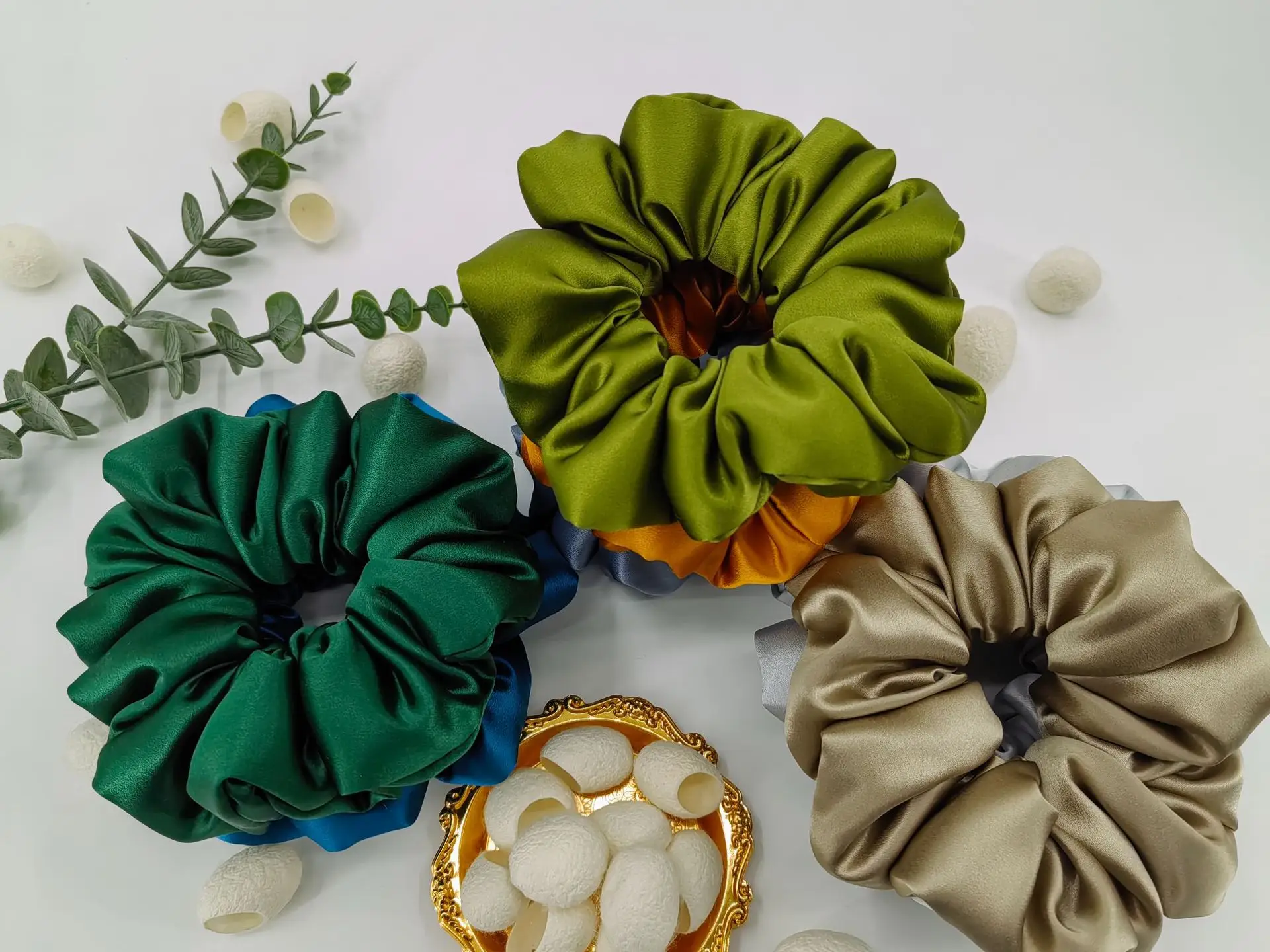 Multi-Pleated Silk Hair Ties 6cm Large Unfilled — feature 7