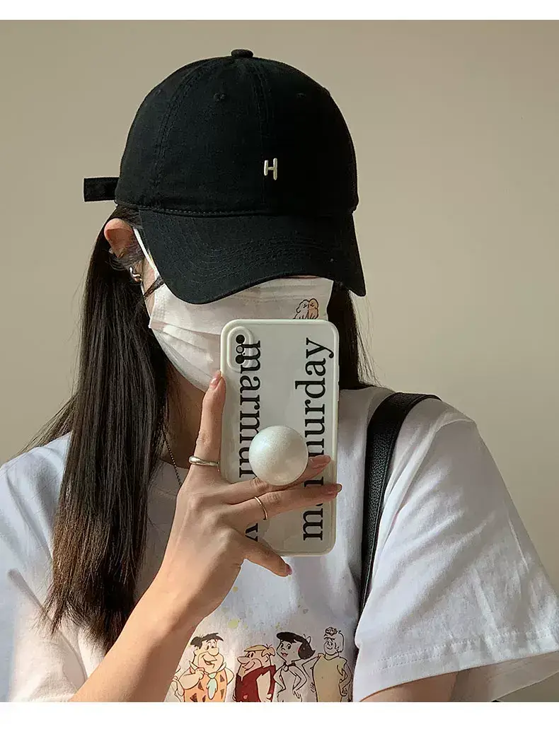 Women's Black H Cap with Face Mask & Wide Brim — feature 10