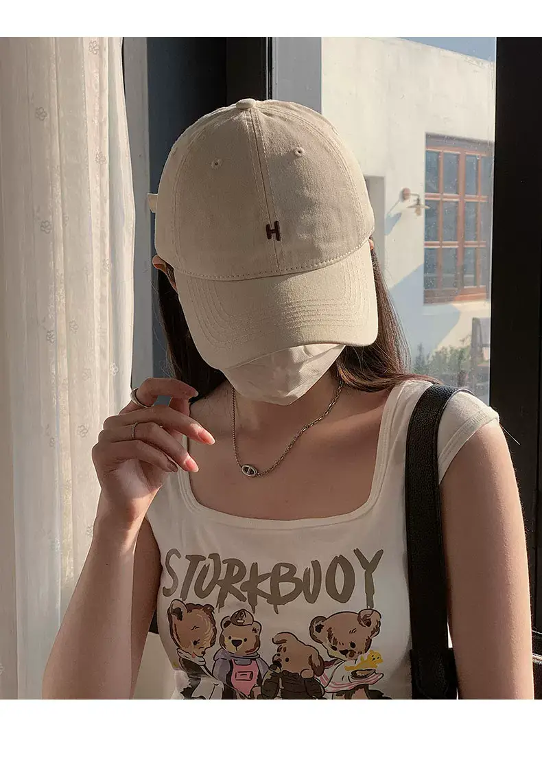 Women's Black H Cap with Face Mask & Wide Brim — feature 9