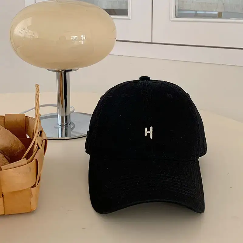 Women's Black H Cap with Face Mask & Wide Brim