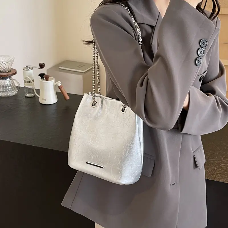 Black Chain Bucket Bag for Women 2024 - Image 5