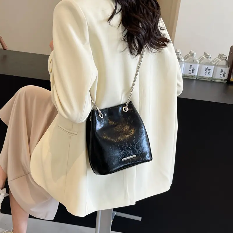 Black Chain Bucket Bag for Women 2024 - Image 6