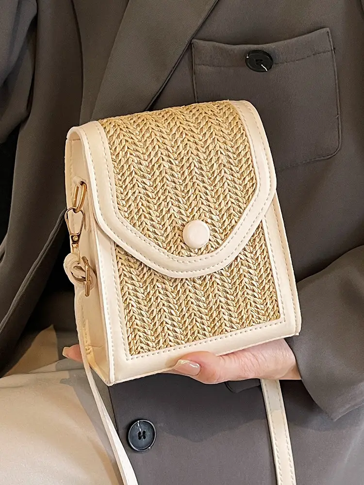 Women's Handwoven Crossbody Bag Beige Summer 2024 - Image 4