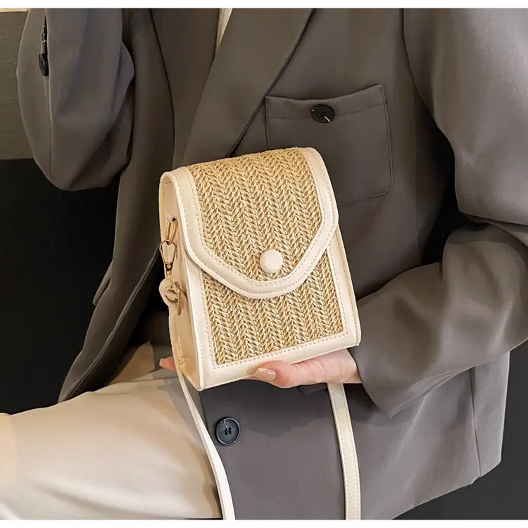 Women's Handwoven Crossbody Bag Beige Summer 2024 — feature 11
