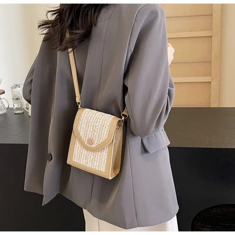 Women's Handwoven Crossbody Bag Beige Summer 2024 — feature 14