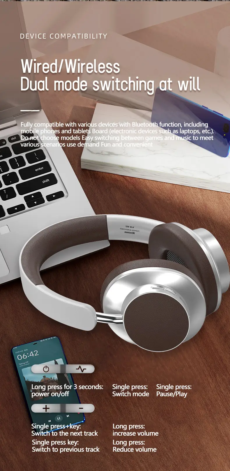 Wireless Headset VJE902 Retro Color Bluetooth Sports β feature 11