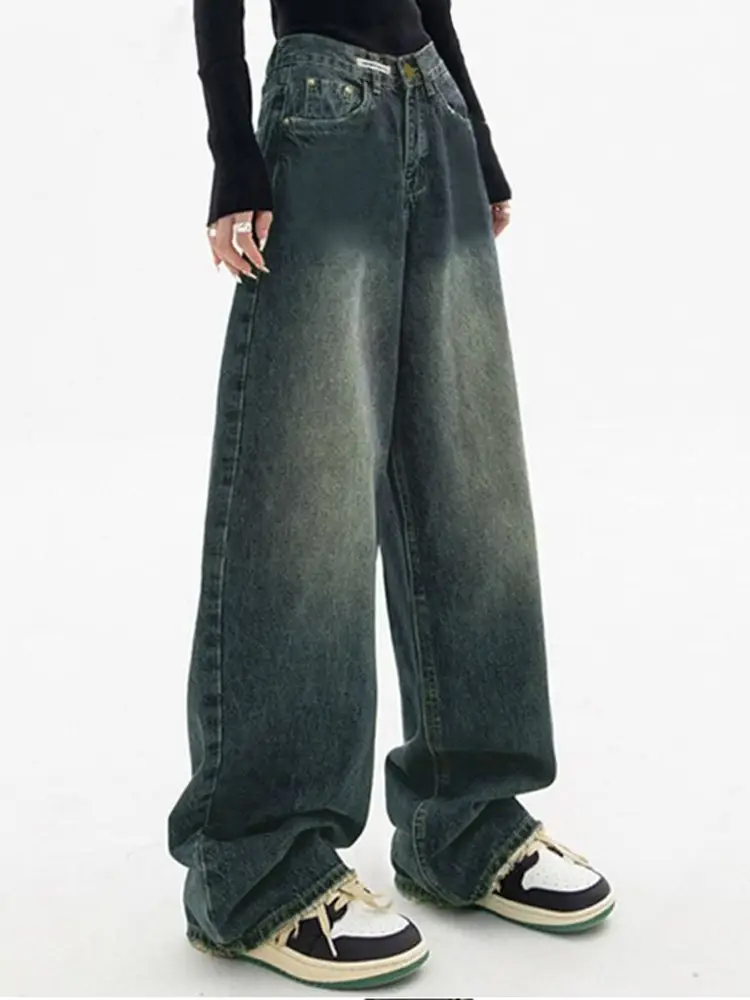 Women Wide Leg Jeans Dark Blue Spring Summer 2024 — feature 11