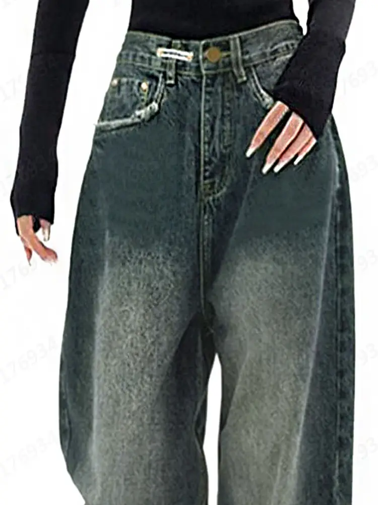 Women Wide Leg Jeans Dark Blue Spring Summer 2024 — feature 12
