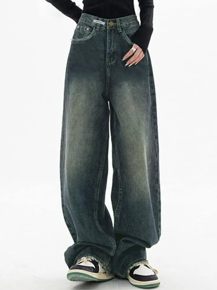 Women Wide Leg Jeans Dark Blue Spring Summer 2024 — feature 7