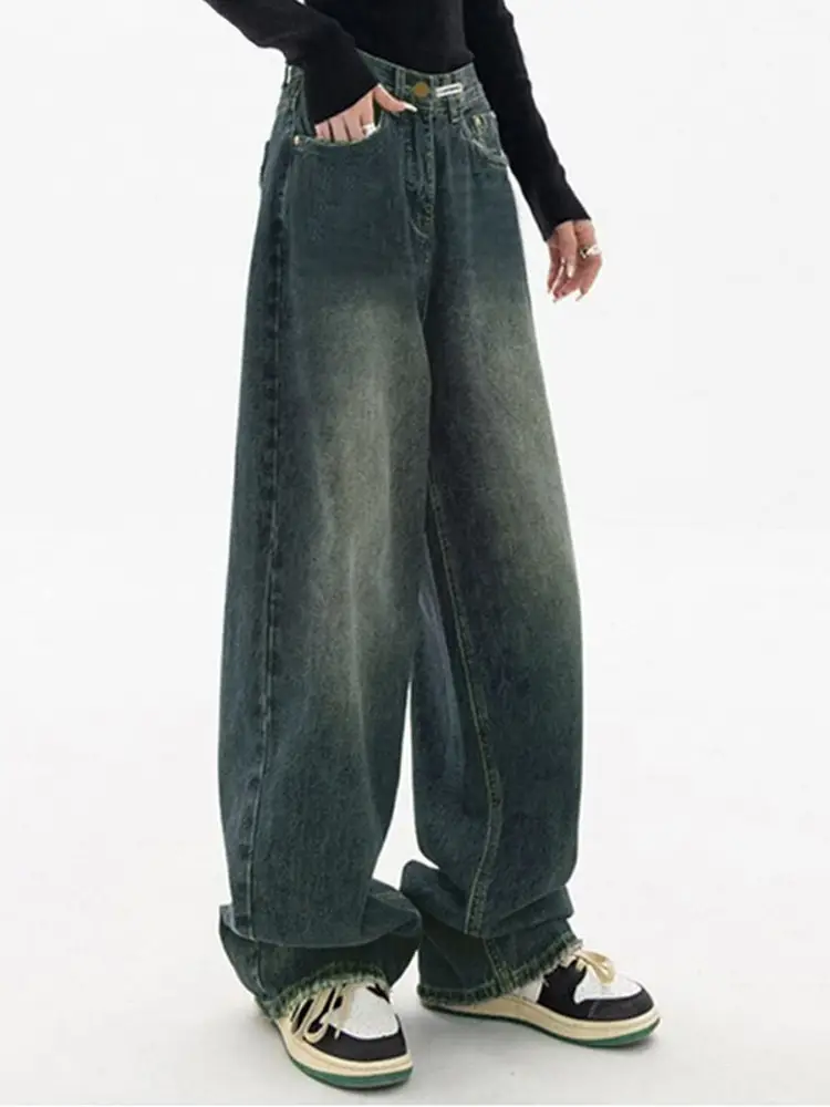 Women Wide Leg Jeans Dark Blue Spring Summer 2024 — feature 8