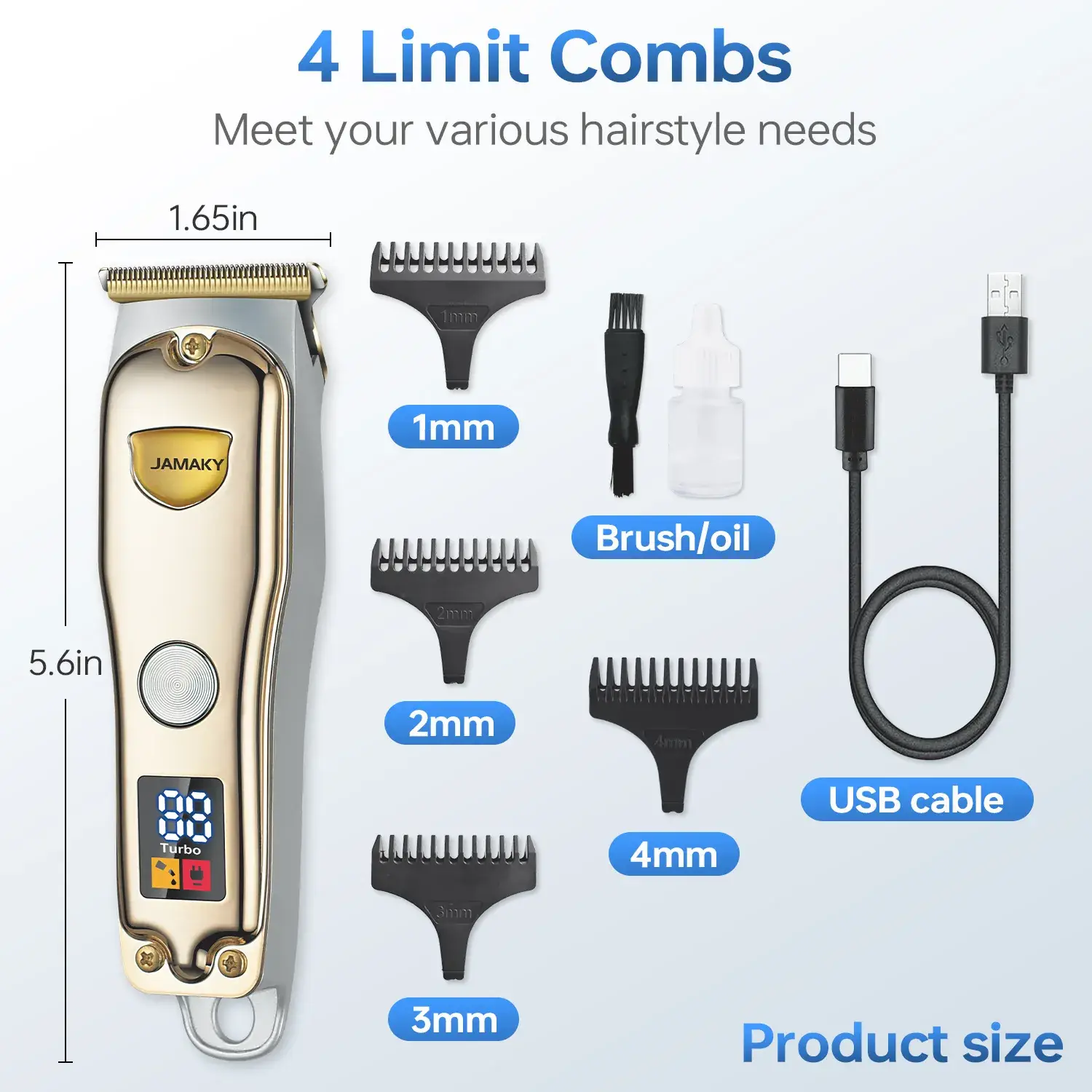 JAMAKY Digital Display Hair Clipper with 5 Blades - Image 3