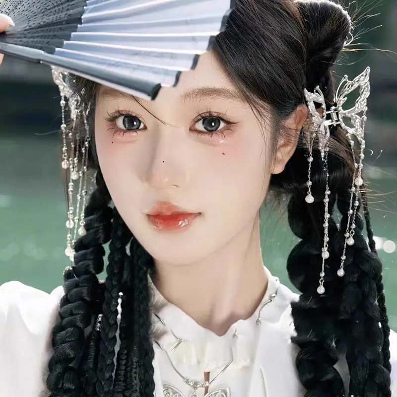 Alloy Butterfly Hairpin with Tassels for Women
