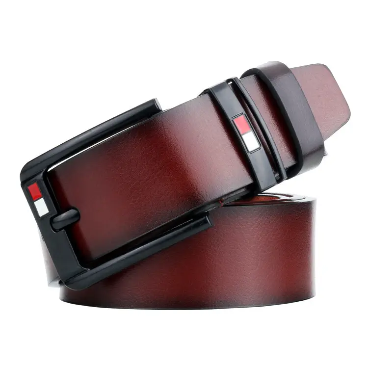 Men's Retro Pin Buckle Belt Red Black