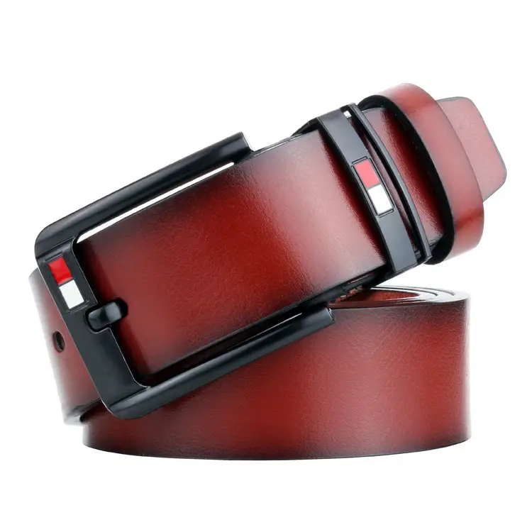 Men's Retro Pin Buckle Belt Red Black