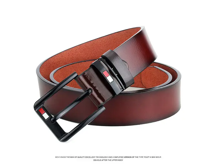 Men's Retro Pin Buckle Belt Red Black — feature 10