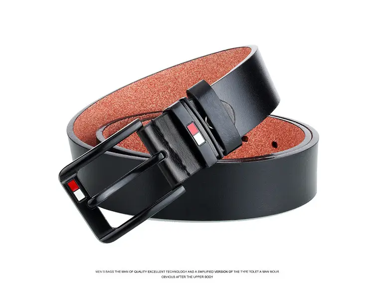 Men's Retro Pin Buckle Belt Red Black — feature 11