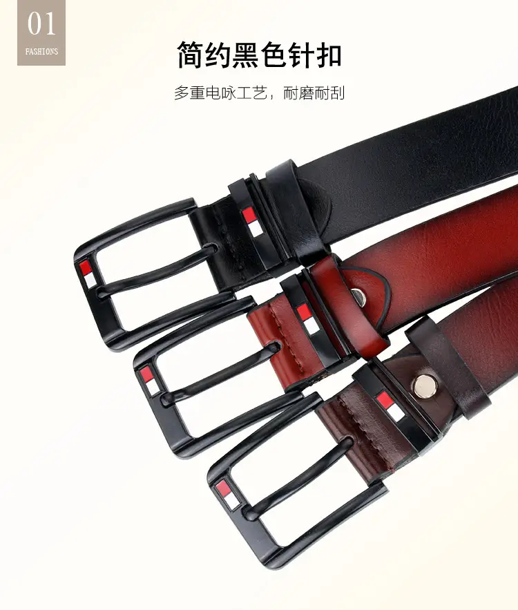 Men's Retro Pin Buckle Belt Red Black — feature 2