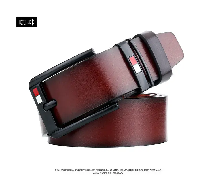 Men's Retro Pin Buckle Belt Red Black — feature 6