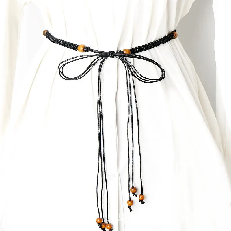 Gold Woven Belt Belt for Women Vintage Bohemian Waist Chain Dress — feature 2