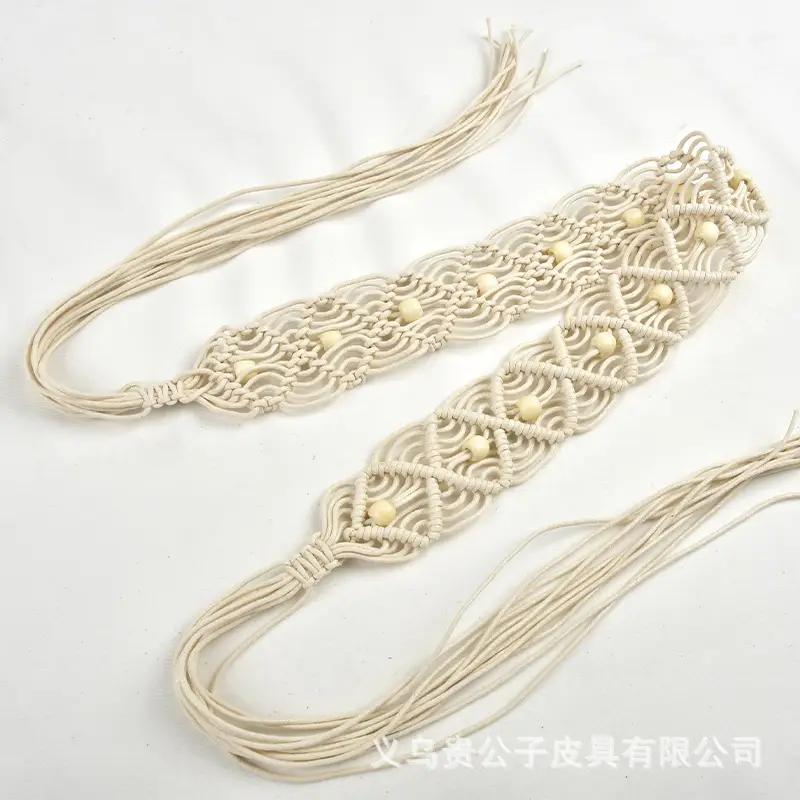 Women's Twisted Woven Belt Vintage Dress Decorative Bohemian Waist