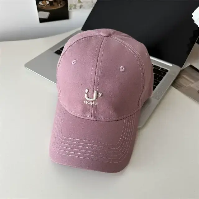 Beige Letter Baseball Cap Women's Korean-style Wide Brim Big Face Cap — feature 15