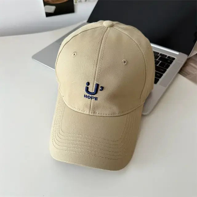 Beige Letter Baseball Cap Women's Korean-style Wide Brim Big Face Cap - Image 3