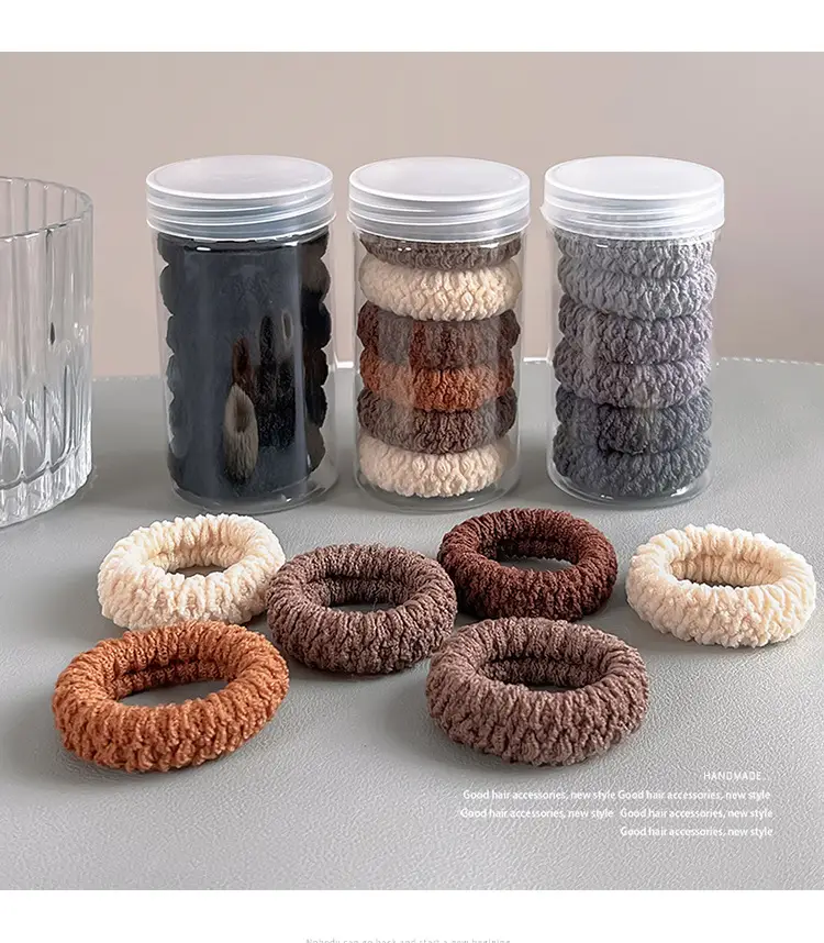 Warm Winter Hair Rope Rings for Women Brown White — feature 4