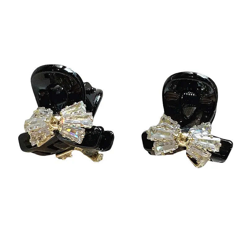 Advanced Rhinestone Bow Small Grab Clip Women's Front Bangs