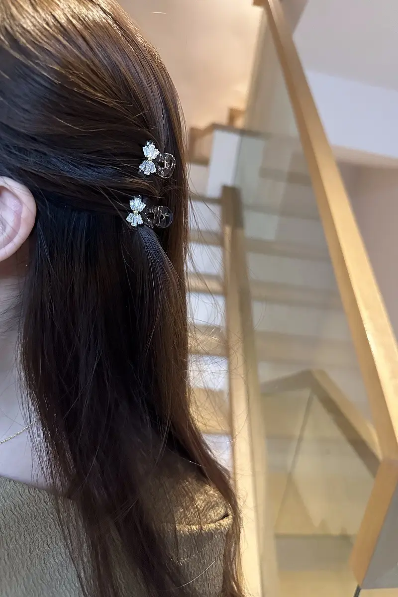 Advanced Rhinestone Bow Small Grab Clip Women's Front Bangs — feature 9