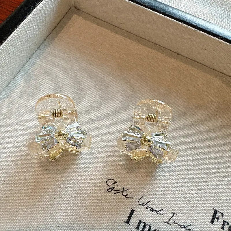 Advanced Rhinestone Bow Small Grab Clip Women's Front Bangs
