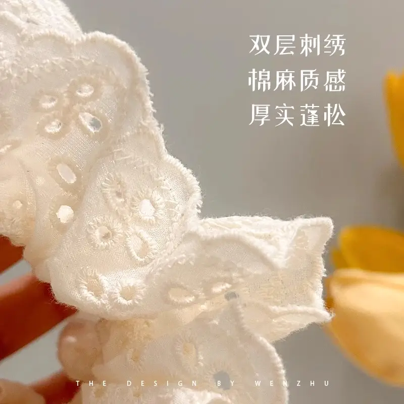 Double Lace Hair Loop for Girls White Polka Dot - Image 15