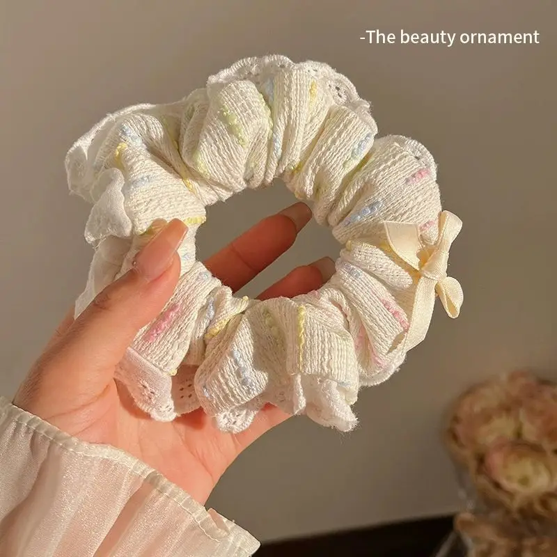 Double Lace Hair Loop for Girls White Polka Dot - Image 8