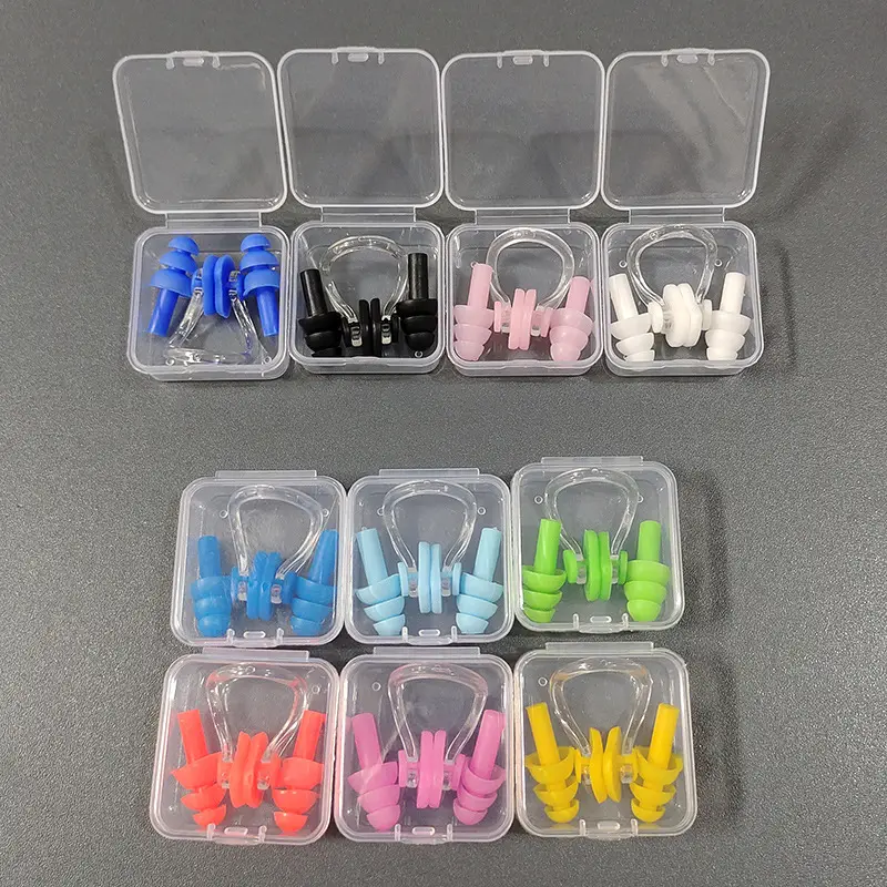Boxed Nose Clip Earplug Set Soft Silicone Three-Layer Waterproof Adult and Children Universal Swimming Supplies Equipment Wholesale